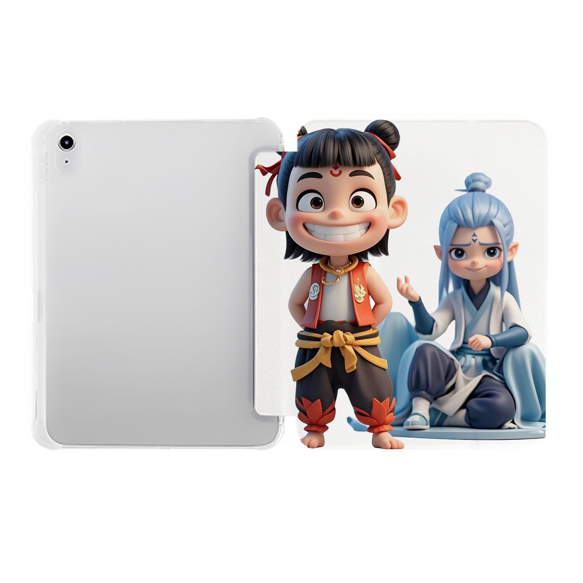 （画像用） Ne Zha 2 ナタ 魔童の大暴れ IPad ケース ペン収納付き 三つ折りスタンド PUレザー×シリコン 対応機種9.5/10.5/10.9インチ